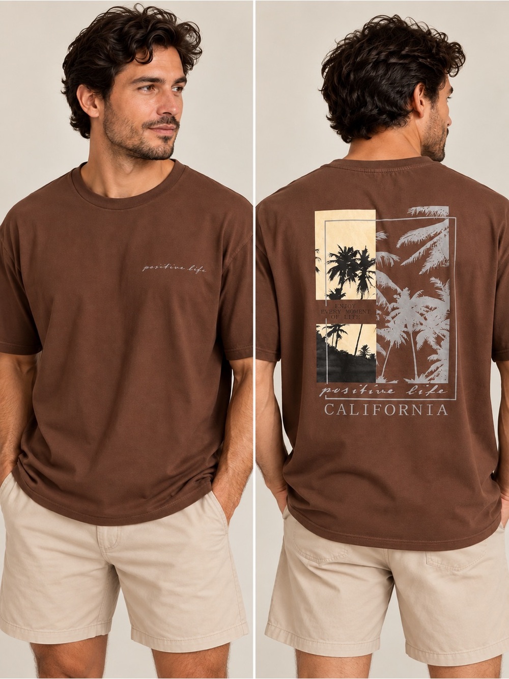 🌙✨ Men’s Brown California Graphic T-Shirt XXL